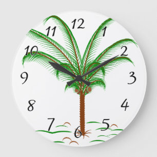 Tropical Palm Tree Large Clock