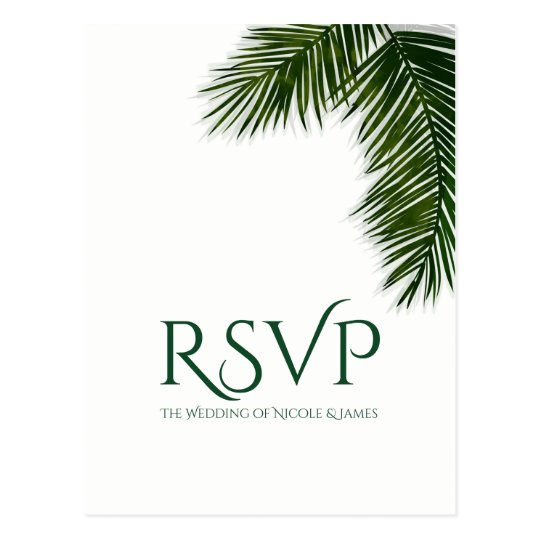 Tropical Palm Tree Leaf Elegant Party Wedding RSVP Postcard