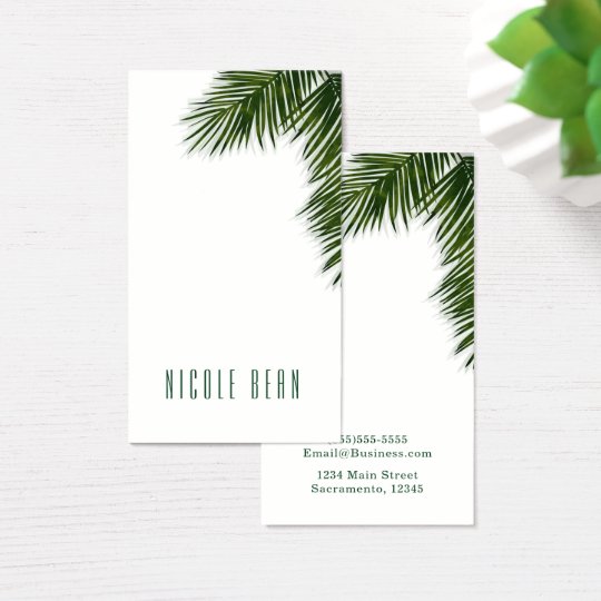 Tropical Palm Tree Leaf Elegant Summer Chic Custom Business Card
