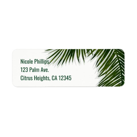 Tropical Palm Tree Leaf Elegant Summer Invitation Return Address Label