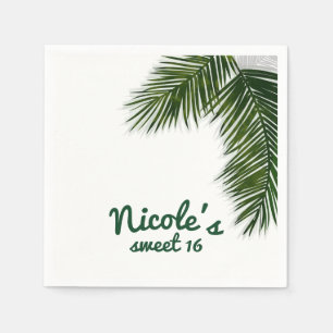 Tropical Palm Tree Leaf Elegant Summer Wedding Napkin