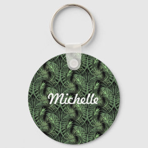 Tropical Palm Tree Leaf Pattern Name   Keychain