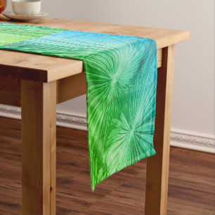 Tropical palm tree leaf table runner design