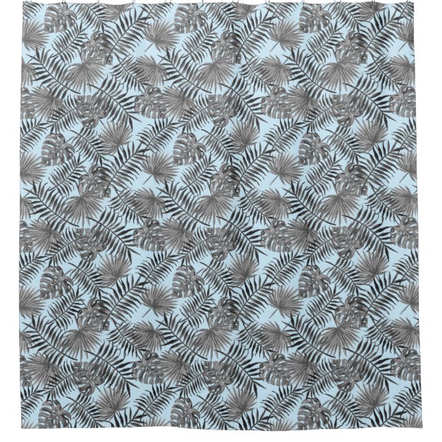 Tropical Palm Tree Leaves Pattern Blue Silver (Front)