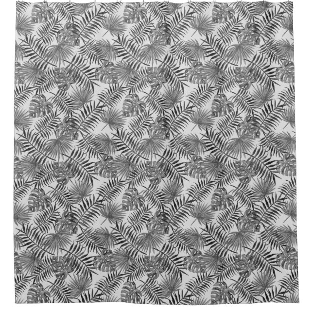 Tropical Palm Tree Leaves Pattern Gray Silver (Front)