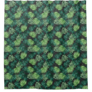 Tropical Palm Tree Leaves Pattern Green Black