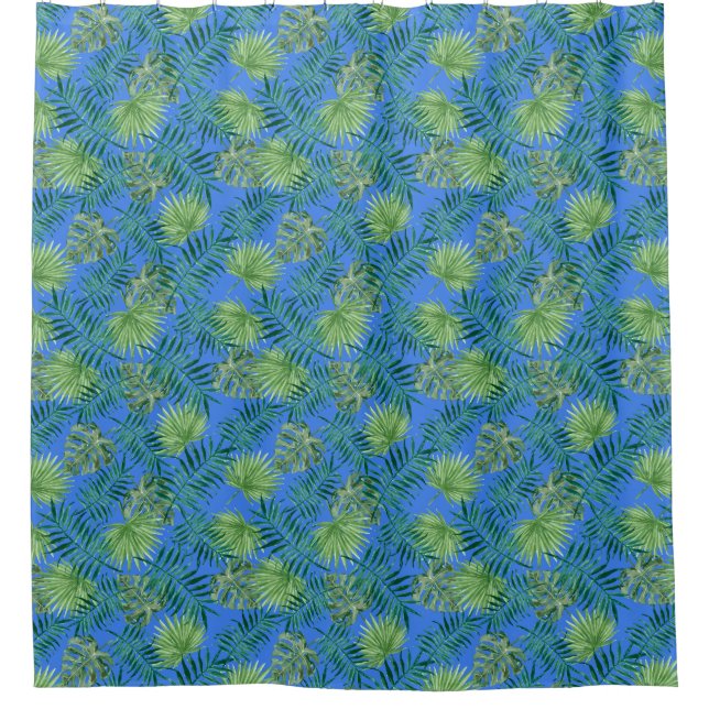 Tropical Palm Tree Leaves Pattern Green Blue (Front)