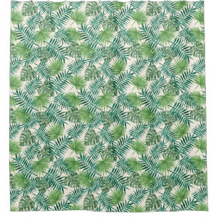 Tropical Palm Tree Leaves Pattern Green Cream