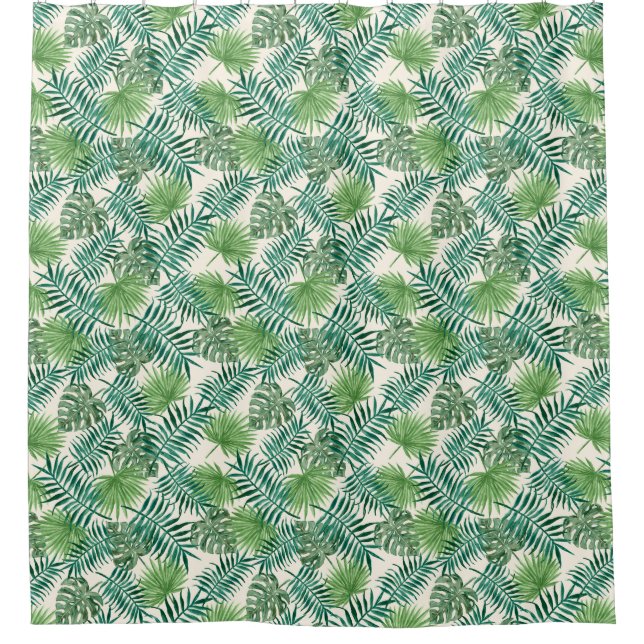 Tropical Palm Tree Leaves Pattern Green Cream (Front)