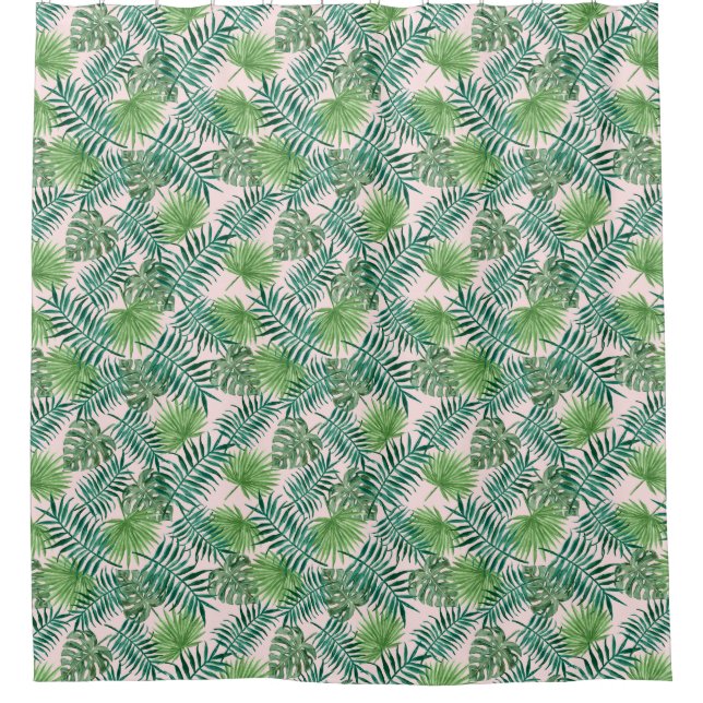Tropical Palm Tree Leaves Pattern Green Pink (Front)
