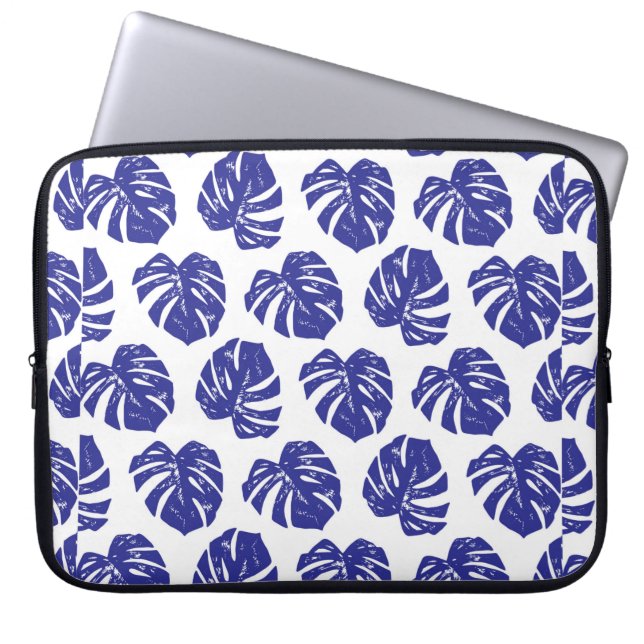 Tropical palm tree leaves pattern laptop sleeve (Front)