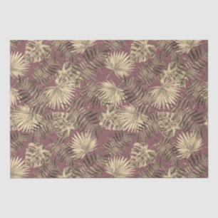 Tropical Palm Tree Leaves Pattern Pink Gold Tissue Paper