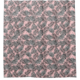 Tropical Palm Tree Leaves Pattern Pink Silver