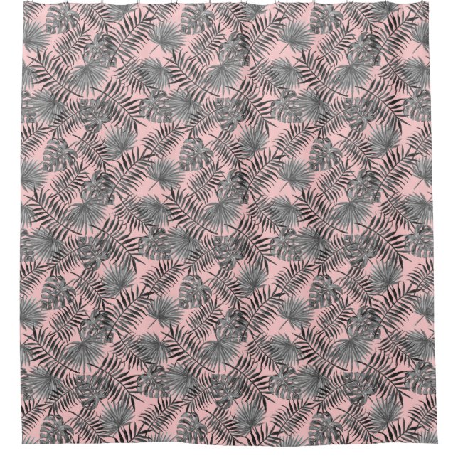 Tropical Palm Tree Leaves Pattern Pink Silver (Front)