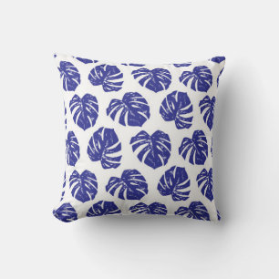 Tropical palm tree leaves pattern throw pillow