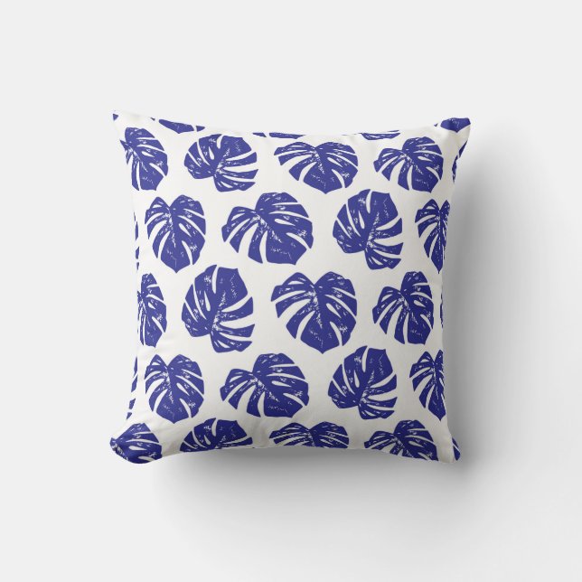 Tropical palm tree leaves pattern throw pillow (Front)