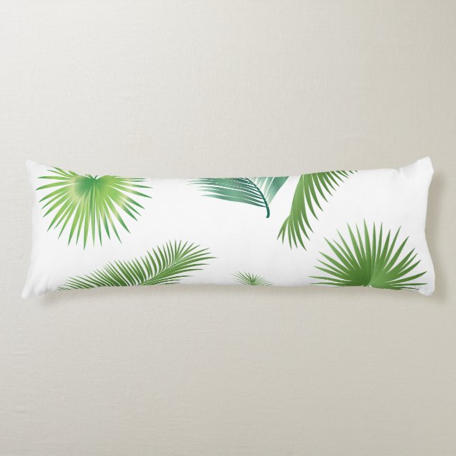 Tropical Palm Tree Leaves Pattern Watercolor Trend Body Pillow (Front)