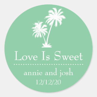 Tropical Palm Tree Love Is Sweet Labels (Mint)