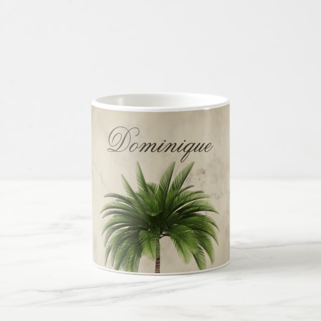 Tropical Palm Tree  Marbled Chic Personal Coffee Mug (Center)