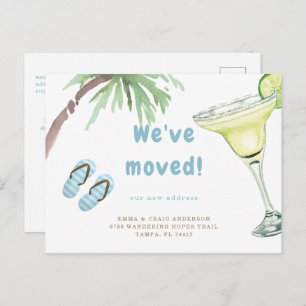 Tropical Palm Tree Margarita White We've Moved Postcard