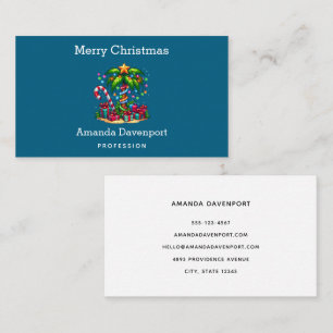 Tropical Palm Tree Merry Christmas Business Card