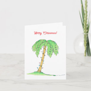 Tropical Palm Tree Merry Christmas Card w/ Lights!