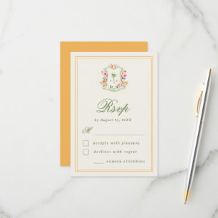 Tropical Palm Tree Monogram Summer Beach Wedding RSVP Card