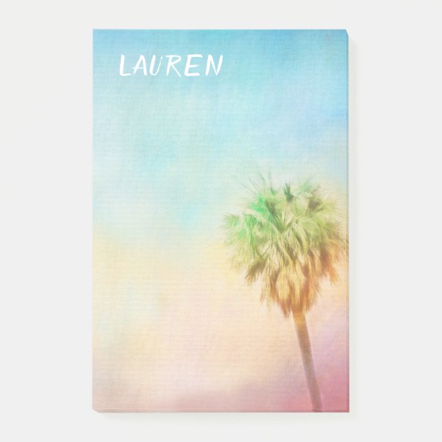 tropical palm tree nature art personalize custom post-it notes (Front)