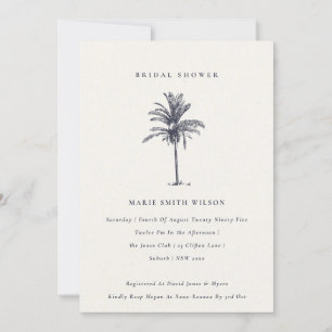Tropical Palm Tree Navy Kraft Bridal Shower Invite