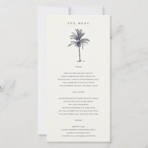 Tropical Palm Tree Navy Kraft Wedding Menu Card