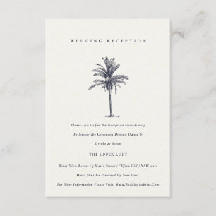 Tropical Palm Tree Navy Kraft Wedding Reception Enclosure Card