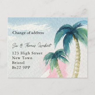Tropical Palm Tree New Address Card