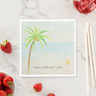 Tropical Palm Tree Ocean Beach   Napkin