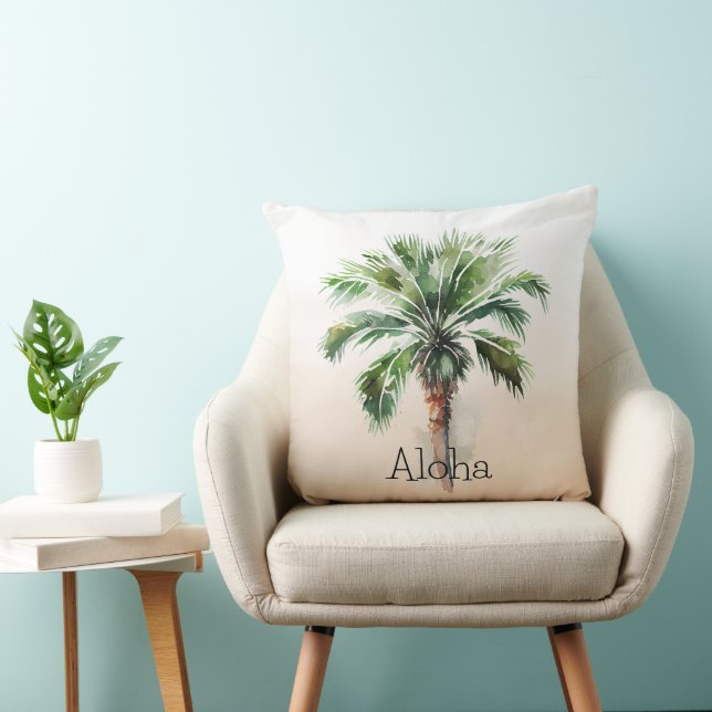 Tropical Palm Tree Ombre  Throw Pillow (Chair)