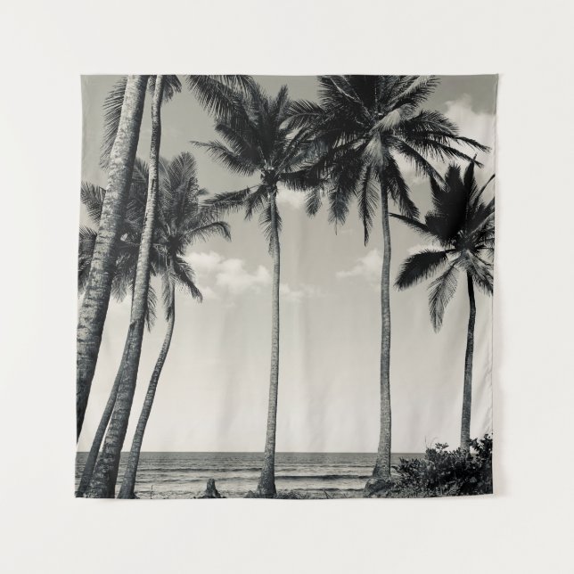 TROPICAL PALM TREE ON THE BEACH TAPESTRY (Front)