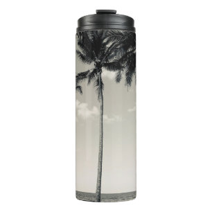 TROPICAL PALM TREE ON THE BEACH THERMAL TUMBLER