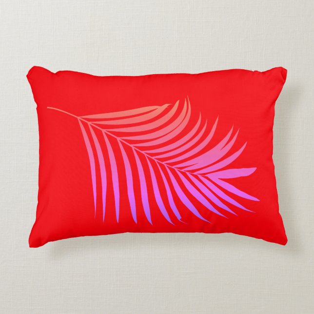 Tropical Palm Tree Orange Pink Colourful Gift Deco Accent Pillow (Front)