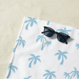 Tropical Palm Tree pattern baby blue Beach Towel