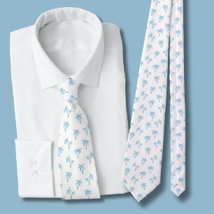 Tropical Palm Tree pattern baby blue Tie