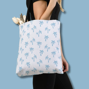 Tropical Palm Tree pattern baby blue Tote Bag
