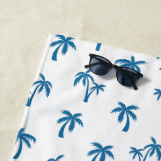 Tropical Palm Tree pattern blue Beach Towel