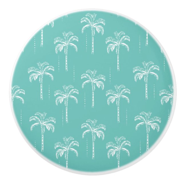 Tropical Palm Tree Pattern Ceramic Knob (Front)