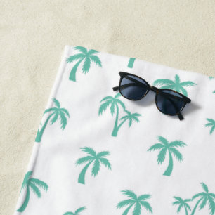 Tropical Palm Tree pattern sea green Beach Towel