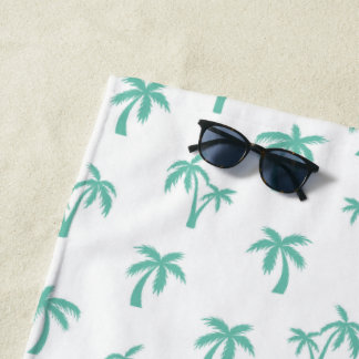 Tropical Palm Tree pattern sea green Beach Towel
