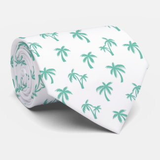 Tropical Palm Tree pattern sea green Tie