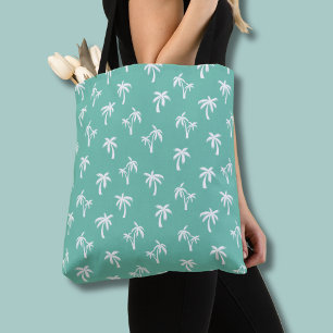 Tropical Palm Tree pattern sea green Tote Bag