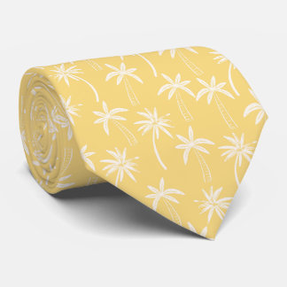 Tropical Palm Tree pattern yellow Tie