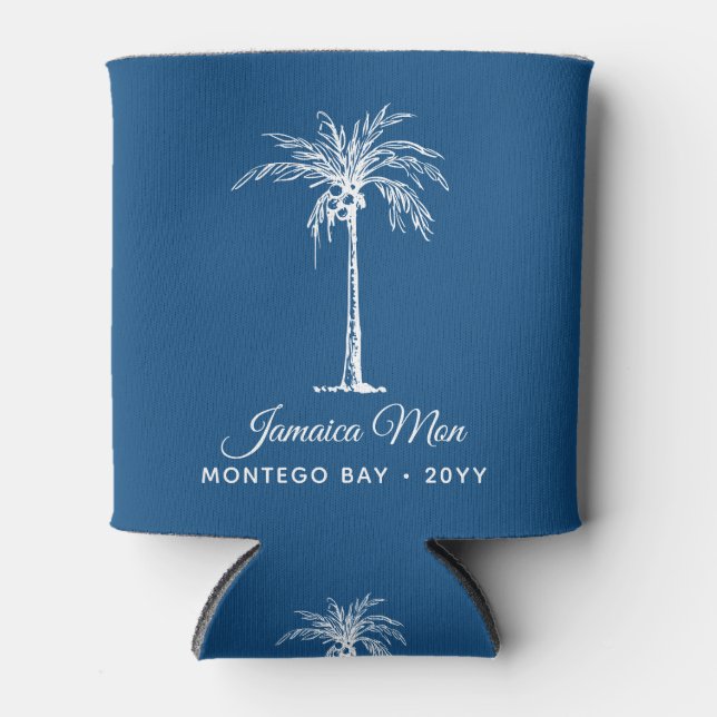 Tropical Palm Tree Personalized Can Cooler (Front)