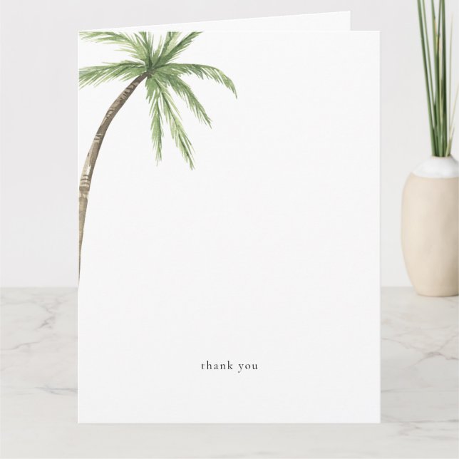 Tropical Palm Tree Personalized Folded Thank You Card (Front)