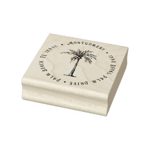 Tropical Palm Tree Personalized Return Address Rubber Stamp